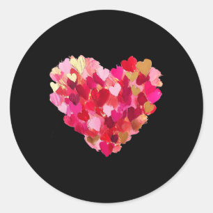 Valentines Day Heart Brushstroke Cute Girly Valent Classic Round Sticker
