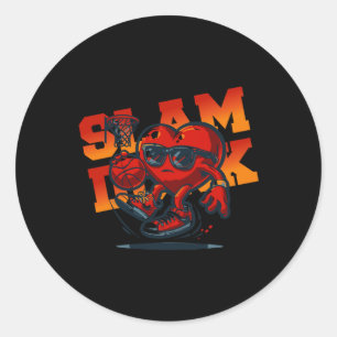 Valentines Day Heart Bysketbyll Slam Dunk Men Wome Classic Round Sticker