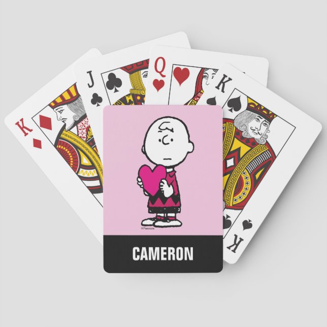 Valentine's Day Heart Charlie Brown Playing Cards (Back)