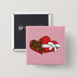 Valentine's Day Heart Chocolate Box 2 Inch Square Button