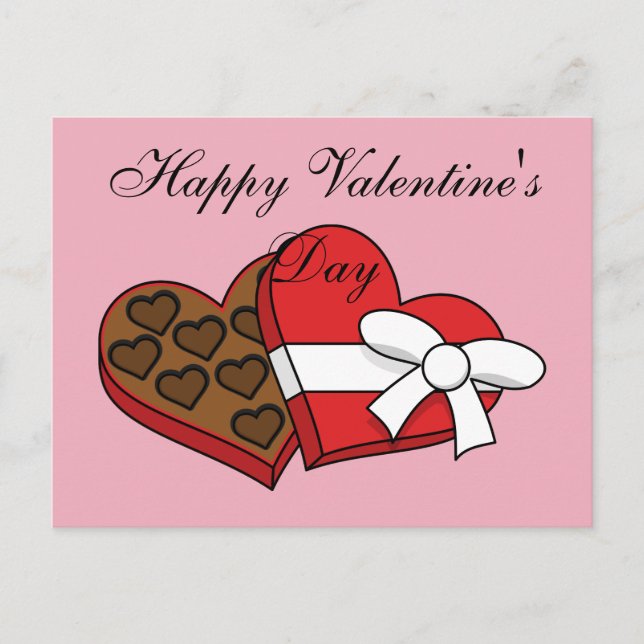 Valentine's Day Heart Chocolate Box | Add Text Holiday Postcard (Front)