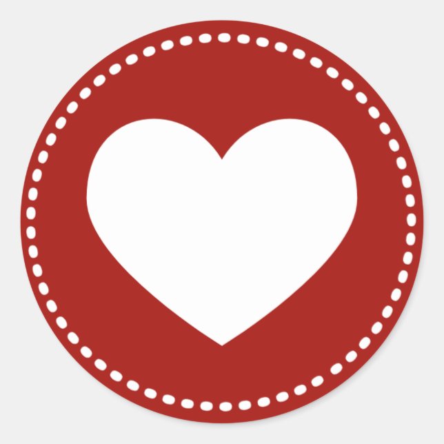 Valentine's Day Heart Classic Round Sticker (Front)