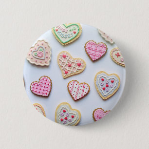 Valentine's day heart cookies       2 inch round button