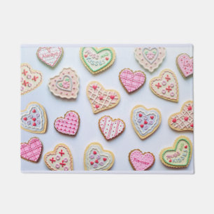 Valentine's day heart cookies doormat