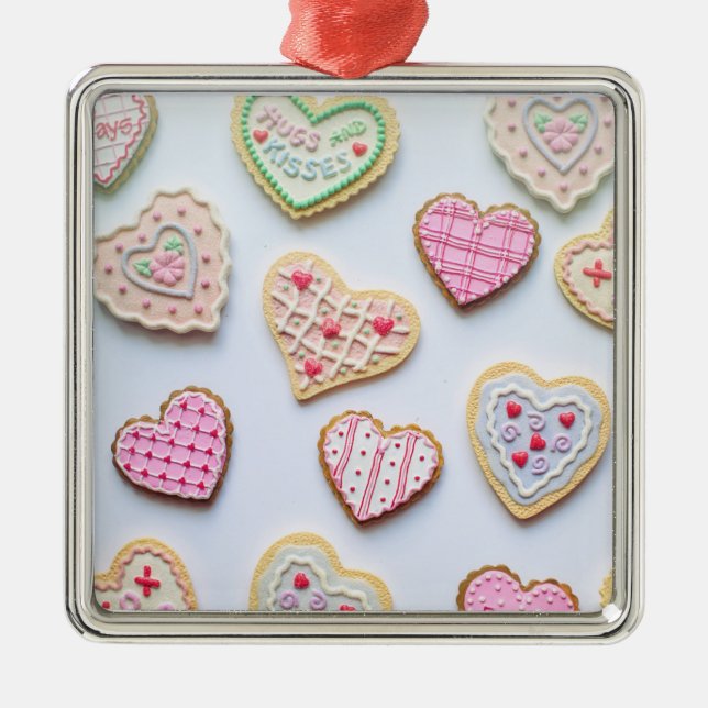 Valentine's day heart cookies            metal ornament (Front)