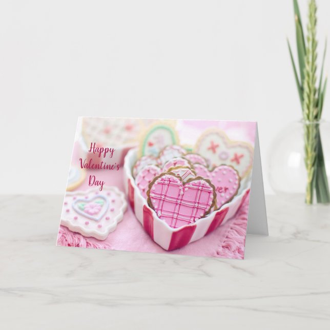 Valentine's Day - Heart Cookies - Personalize Holiday Card (Front)