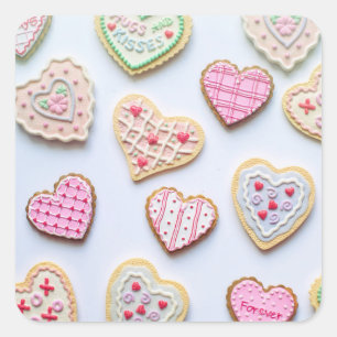 Valentine's day heart cookies square sticker