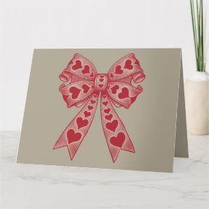 Valentine's day Heart Coquette bow Retro Valentine Card