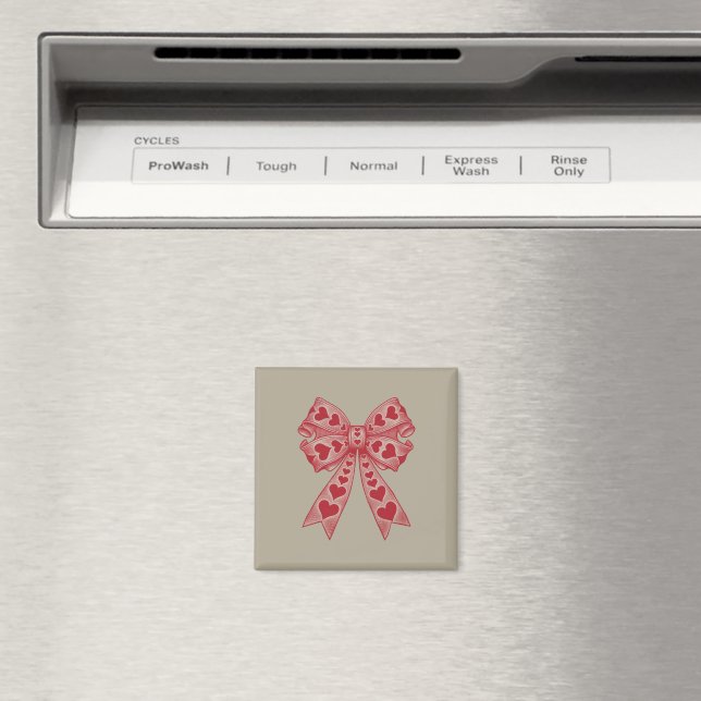Valentine's day Heart Coquette bow Retro Valentine Magnet (In Situ (Dishwasher))