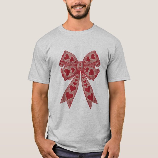 Valentine's day Heart Coquette bow Retro Valentine T-Shirt (Front)