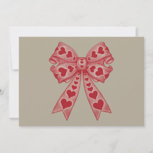 Valentine's day Heart Coquette bow Retro Valentine Thank You Card