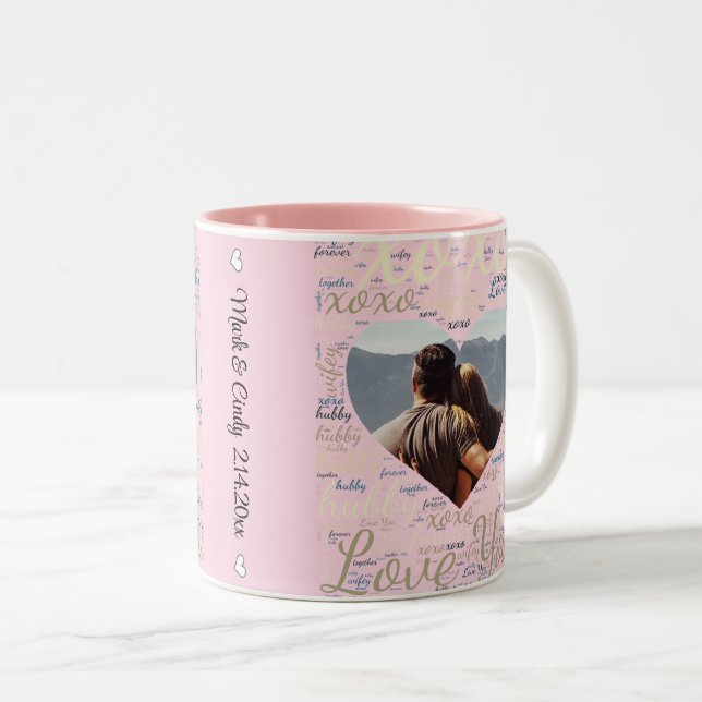 Valentine's Day Heart Custom Photo  Two-Tone Coffe Coffee Mug (Front Right)