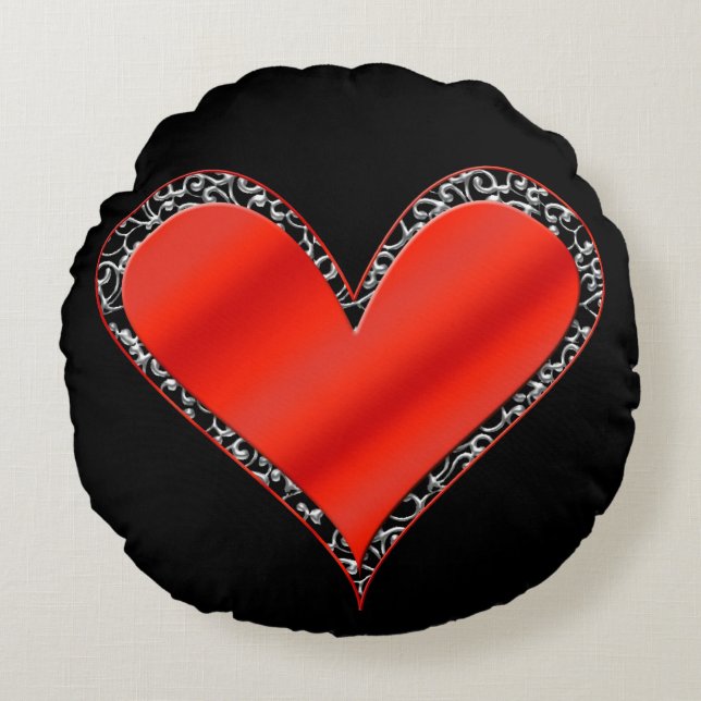 Valentine's Day Heart Customizable Round Pillow (Front)