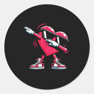 Valentines Day Heart Dab Cute Love Dance Boys Kids Classic Round Sticker