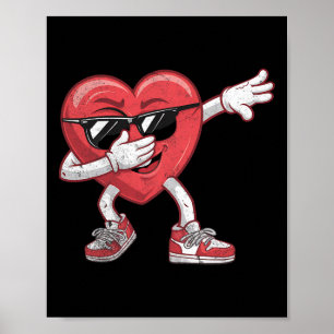 Valentine's Day Heart Dabbing Boys Girls Kids Vale Poster