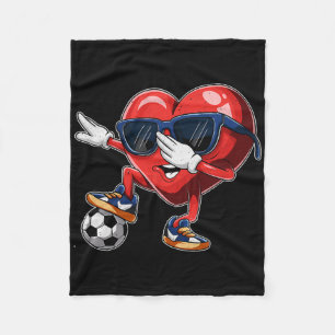 Valentine's Day Heart Dabbing Heart Player Soccer  Fleece Blanket