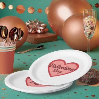 Valentine's day heart design paper plate
