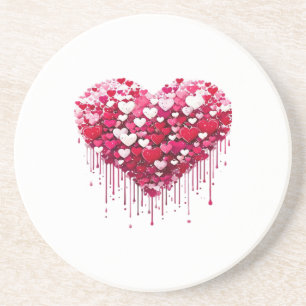 Valentine's Day Heart Designs Splatter Paint Art Coaster