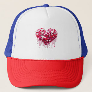 Valentine's Day Heart Designs Splatter Paint Art Trucker Hat