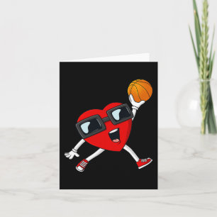 Valentines Day Heart Dunking A Basketball Boys Gir Card
