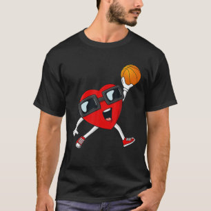 Valentines Day Heart Dunking A Basketball Boys Gir T-Shirt