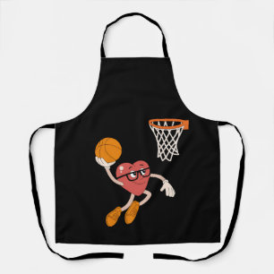 Valentine's Day Heart Dunking Cute Basketball Apron