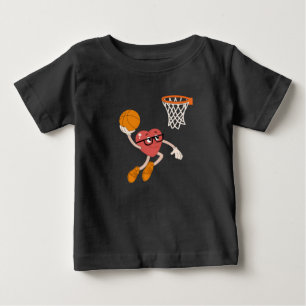 Valentine's Day Heart Dunking Cute Basketball Baby T-Shirt