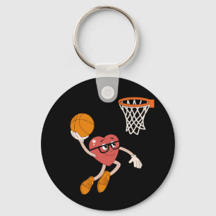Valentine's Day Heart Dunking Cute Basketball Keychain