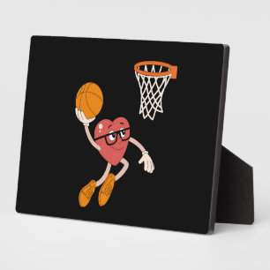 Valentine's Day Heart Dunking Cute Basketball Plaque