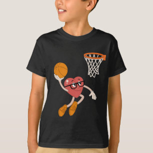 Valentine's Day Heart Dunking Cute Basketball T-Shirt