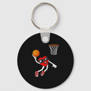 Valentines Day Heart Dunking Sketll Boys Girls Kid Keychain