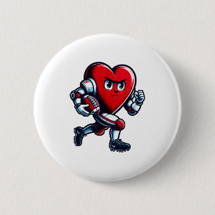 Valentines Day Heart Football Player Team Srts 2 Inch Round Button