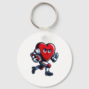 Valentines Day Heart Football Player Team Srts  Keychain
