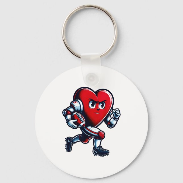 Valentines Day Heart Football Player Team Srts  Keychain (Front)