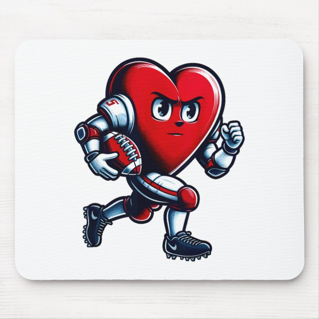 Valentines Day Heart Football Player Team Srts  Mouse Pad (Front)