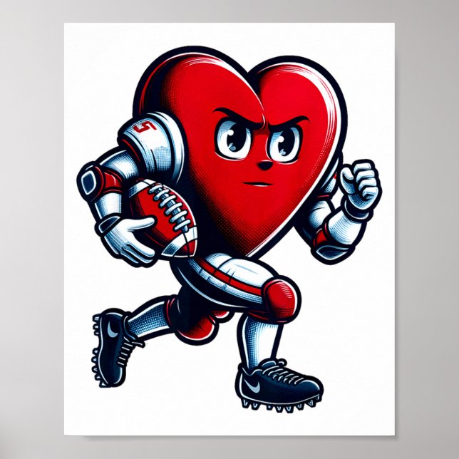 Valentines Day Heart Football Player Team Srts  Poster (Front)