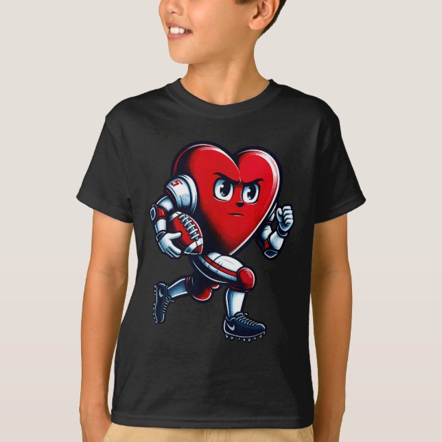 Valentines Day Heart Football Player Team Srts  T-Shirt (Front)