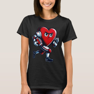 Valentines Day Heart Football Player Team Srts T-Shirt
