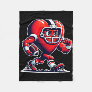 Valentine's Day Heart Footll Player Retro Style Fleece Blanket