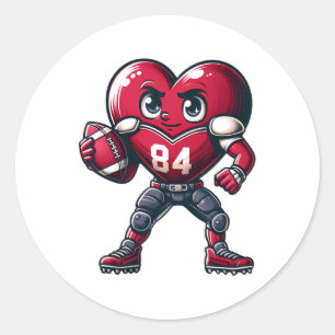 Valentine's Day Heart Footll Team Player Classic Round Sticker