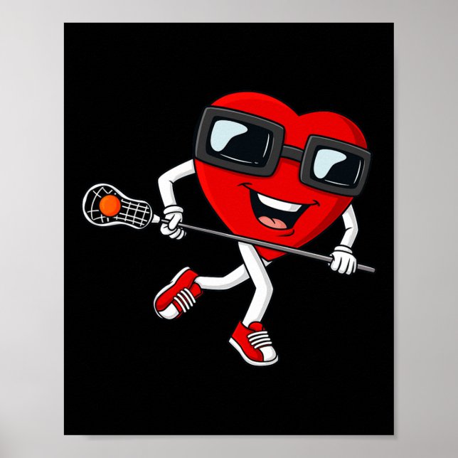 Valentines Day Heart Holding Lacrosse Stick Boys G Poster (Front)