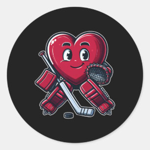 Valentine's Day Heart Ice Hockey Goalie Classic Round Sticker