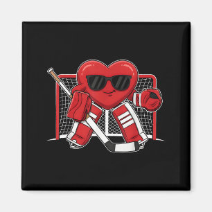 Valentines day heart ice hockey goalie men boys magnet