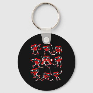 Valentines Day Heart Ice Hockey Player Fun Boys Ki Keychain