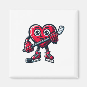 Valentine's Day Heart Ice Hockey Player Sports Magnet