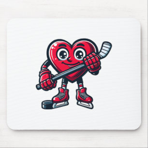 Valentine's Day Heart Ice Hockey Player Sports  Mouse Pad