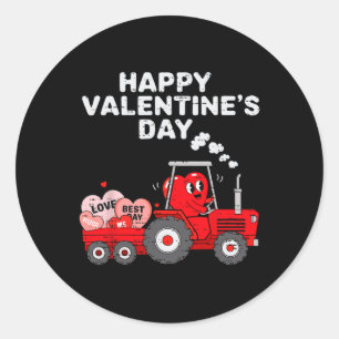 Valentines Day Heart In Tractor Funny Farm Toddler Classic Round Sticker