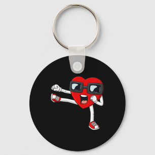 Valentines Day Heart Karate Kick Fun Boys Girls Ki Keychain