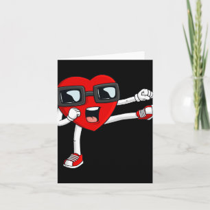 Valentines Day Heart Karate Kick Funny Boys Girls Card
