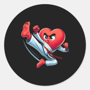 Valentine's Day Heart Karate Kick Mma Taekwondo Mu Classic Round Sticker